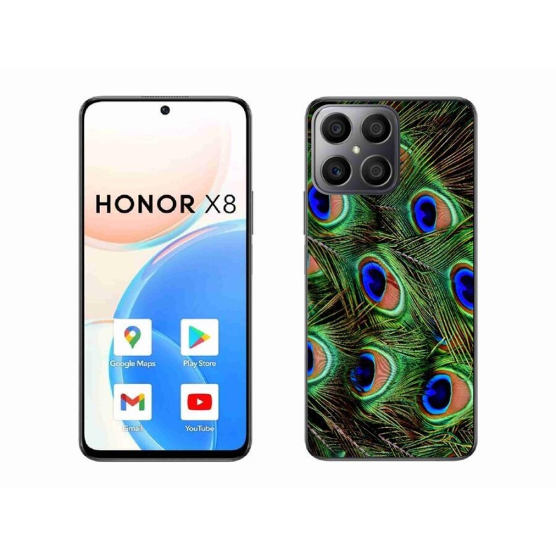 Gelový kryt mmCase na mobil Honor X8 4G - paví peří