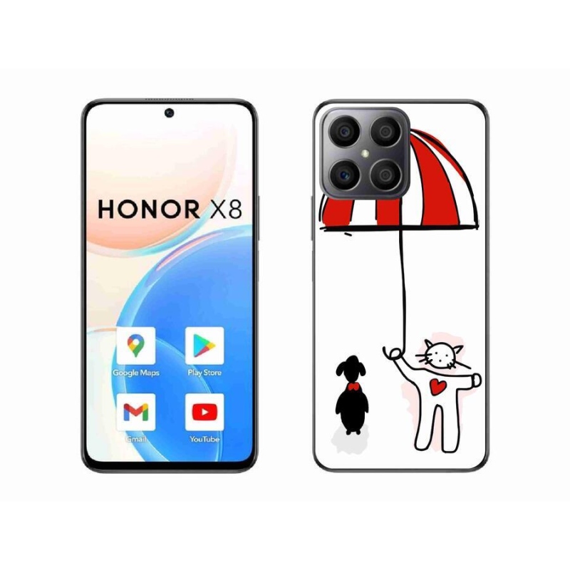 Gelový kryt mmCase na mobil Honor X8 4G - pejsek a kočička