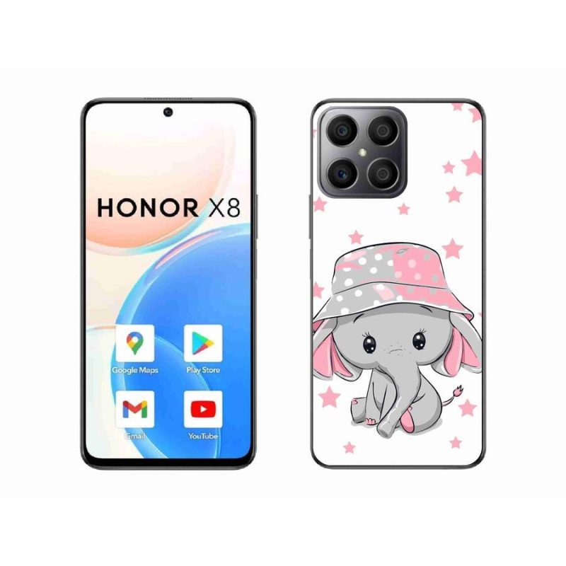 Gelový kryt mmCase na mobil Honor X8 4G - růžový slon