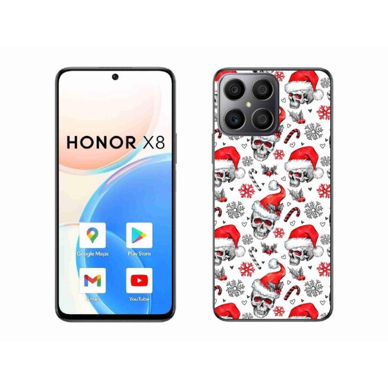 Gelový kryt mmCase na mobil Honor X8 4G - vánoční lebky