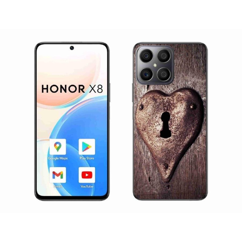 Gelový kryt mmCase na mobil Honor X8 4G - zámek ve tvaru srdce