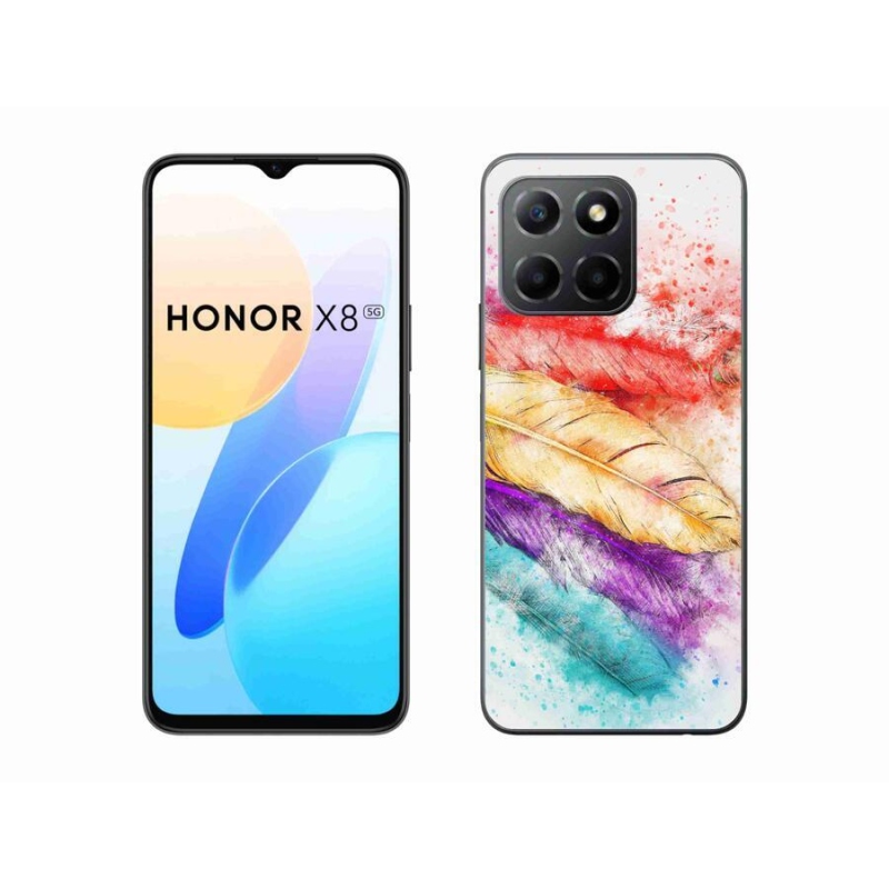 Gelový kryt mmCase na mobil Honor X8 5G/Honor 70 Lite 5G - barevné peří
