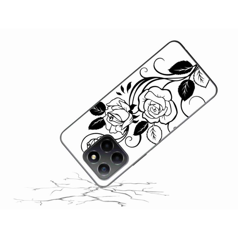 Gelový kryt mmCase na mobil Honor X8 5G/Honor 70 Lite 5G - černobílá růže