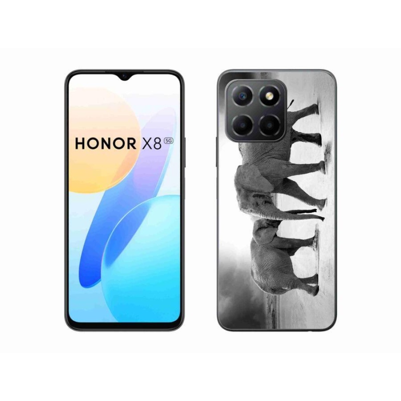 Gelový kryt mmCase na mobil Honor X8 5G/Honor 70 Lite 5G - černobílí sloni
