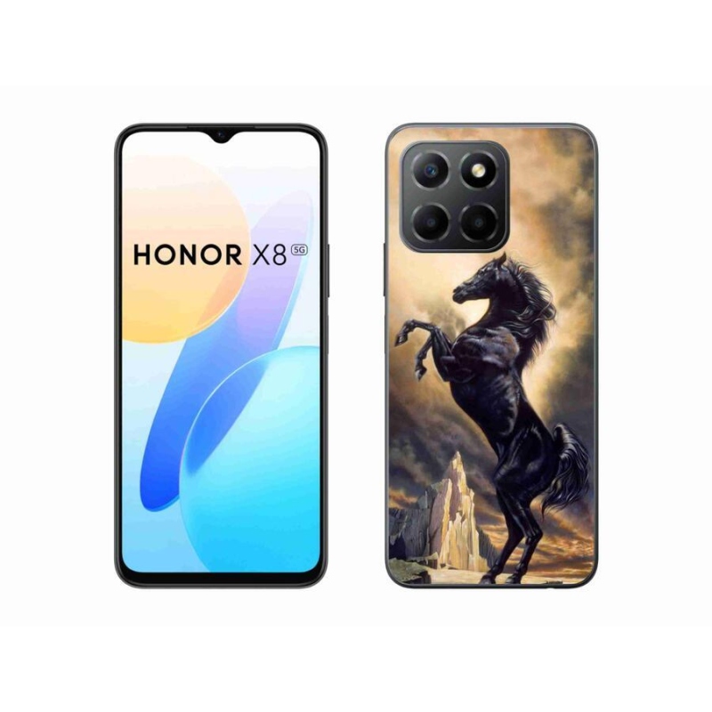 Gelový kryt mmCase na mobil Honor X8 5G/Honor 70 Lite 5G - černý kreslený kůň