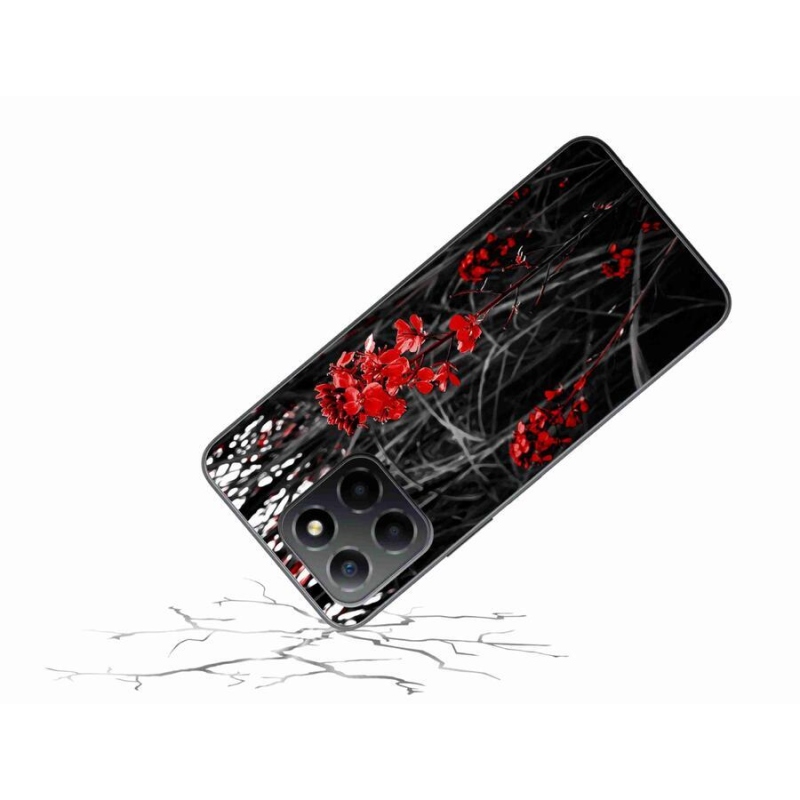 Gelový kryt mmCase na mobil Honor X8 5G/Honor 70 Lite 5G - červená rostlina