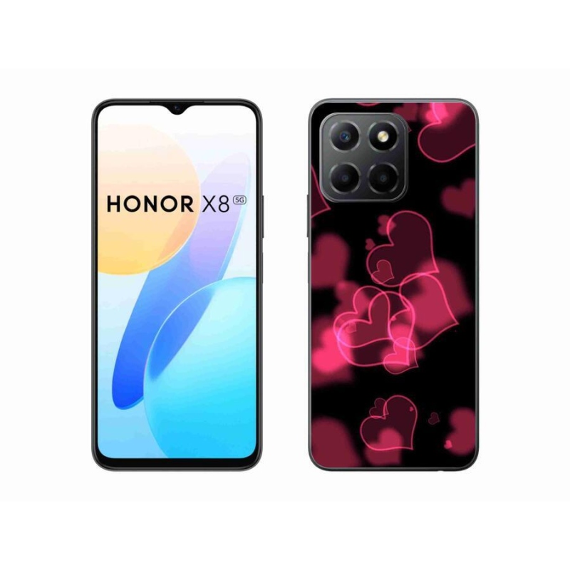 Gelový kryt mmCase na mobil Honor X8 5G/Honor 70 Lite 5G - červená srdíčka