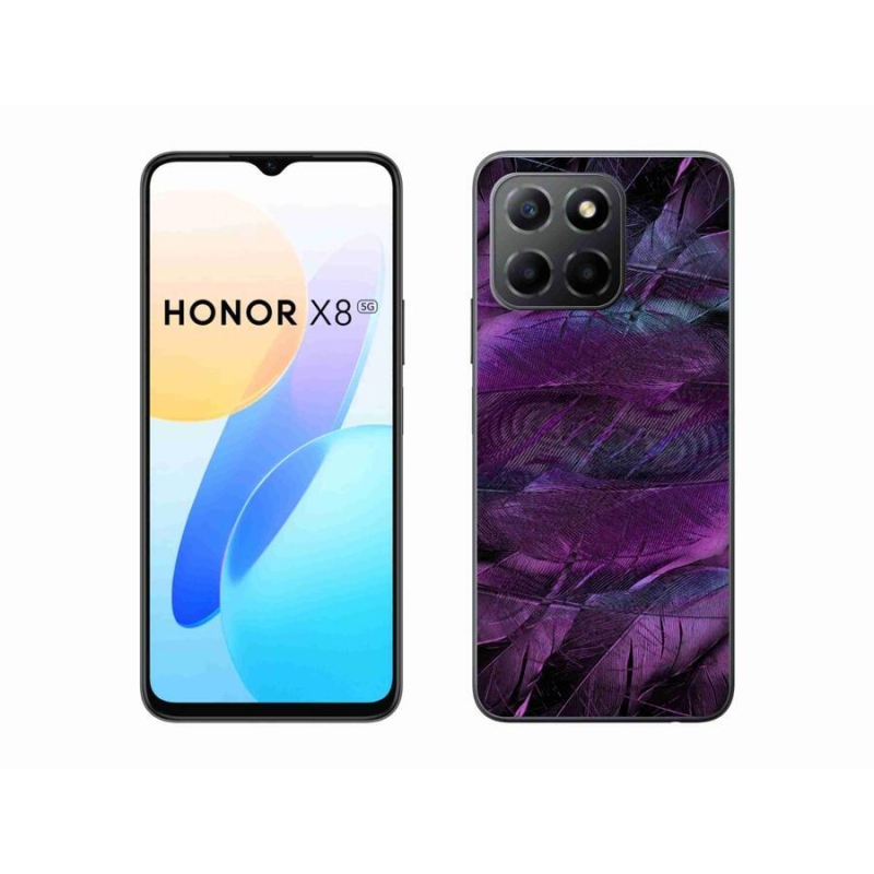 Gelový kryt mmCase na mobil Honor X8 5G/Honor 70 Lite 5G - fialová pírka
