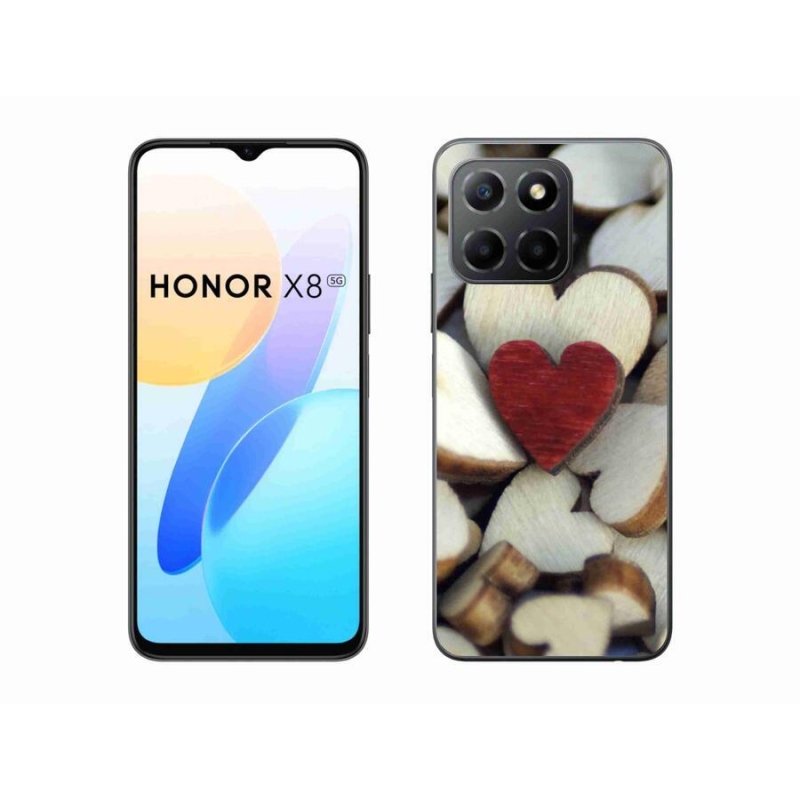 Gelový kryt mmCase na mobil Honor X8 5G/Honor 70 Lite 5G - gravírované červené srdce