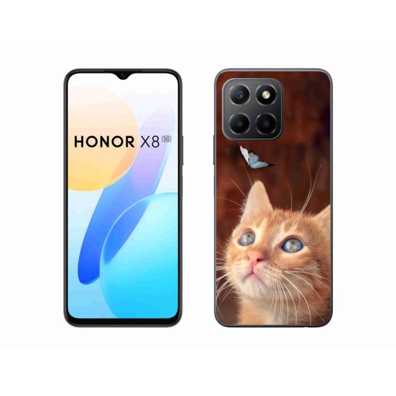 Gelový kryt mmCase na mobil Honor X8 5G/Honor 70 Lite 5G - motýl a kotě