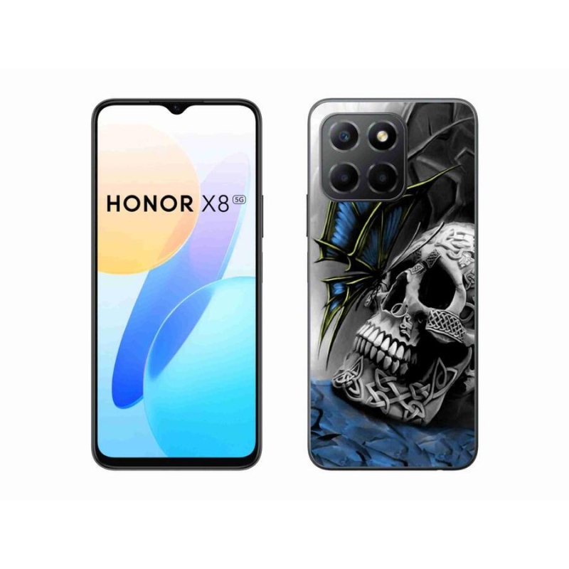 Gelový kryt mmCase na mobil Honor X8 5G/Honor 70 Lite 5G - motýl a lebka