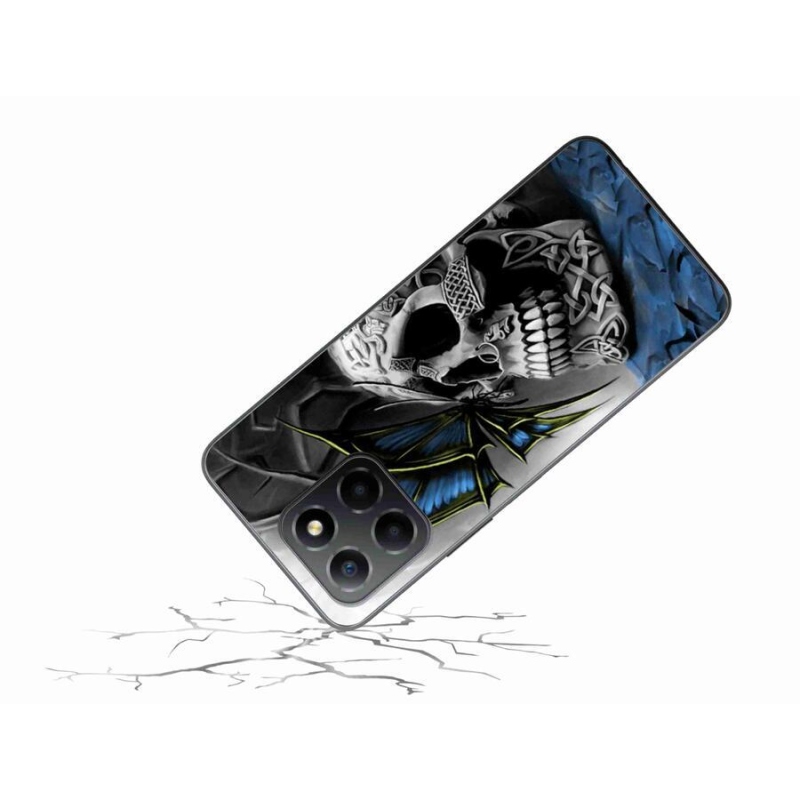 Gelový kryt mmCase na mobil Honor X8 5G/Honor 70 Lite 5G - motýl a lebka