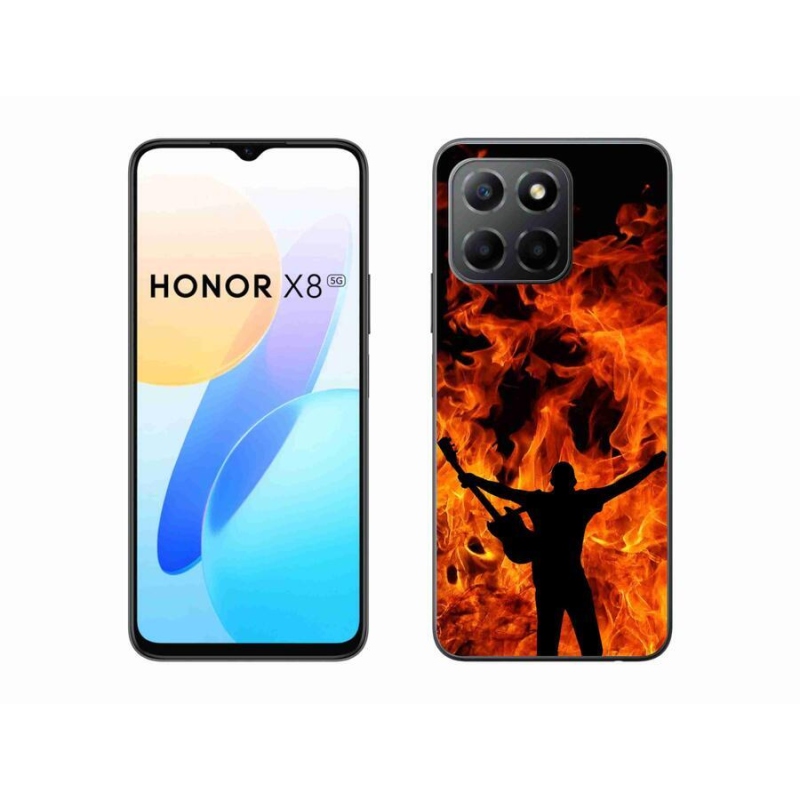 Gelový kryt mmCase na mobil Honor X8 5G/Honor 70 Lite 5G - muzikant a oheň