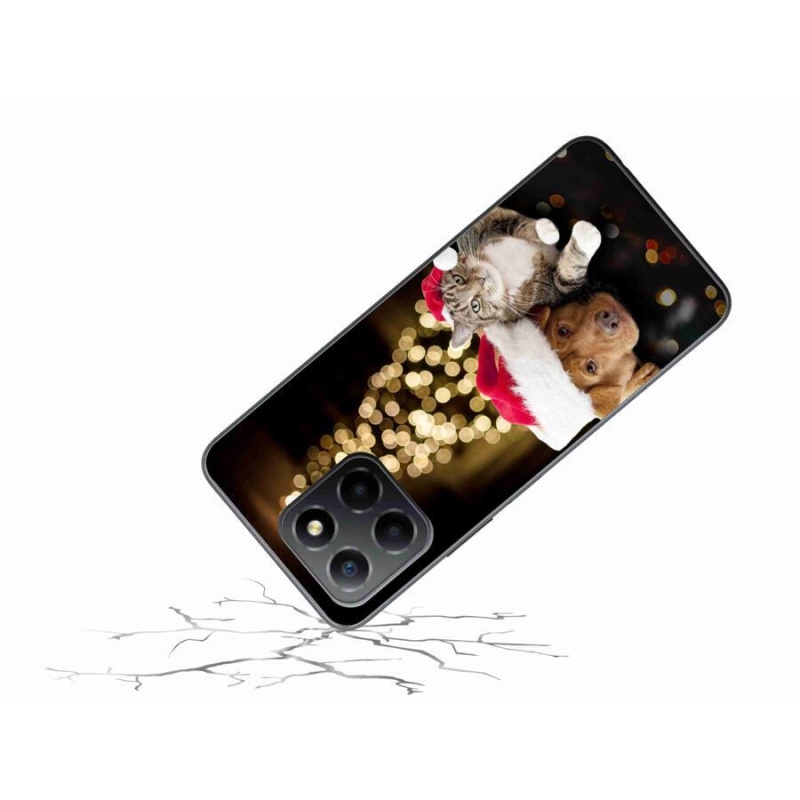 Gelový kryt mmCase na mobil Honor X8 5G/Honor 70 Lite 5G - vánoční pes a kočka