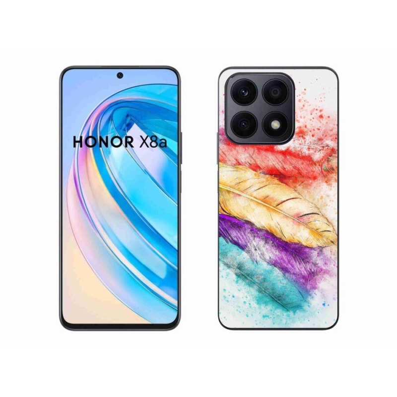 Gelový kryt mmCase na mobil Honor X8a - barevné peří