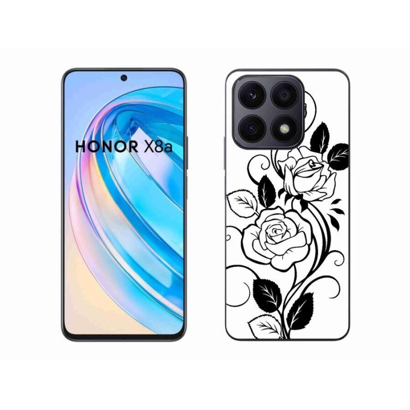 Gelový kryt mmCase na mobil Honor X8a - černobílá růže