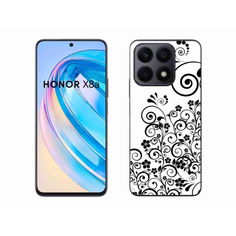 Gelový kryt mmCase na mobil Honor X8a - černobílé květinové vzory