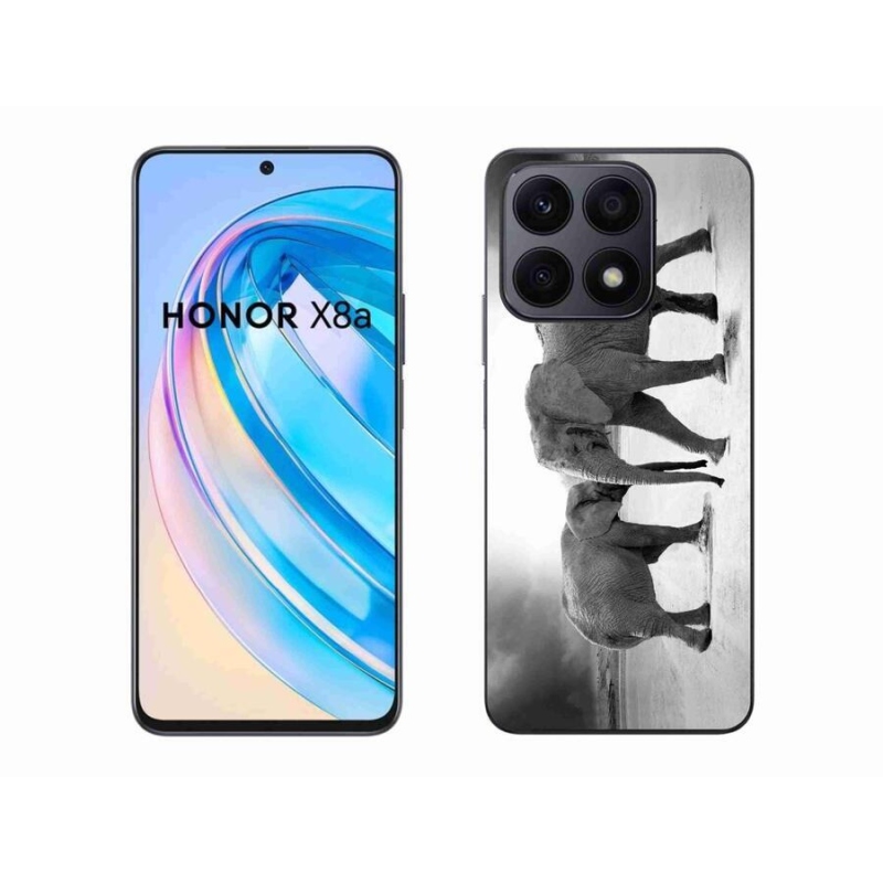 Gelový kryt mmCase na mobil Honor X8a - černobílí sloni