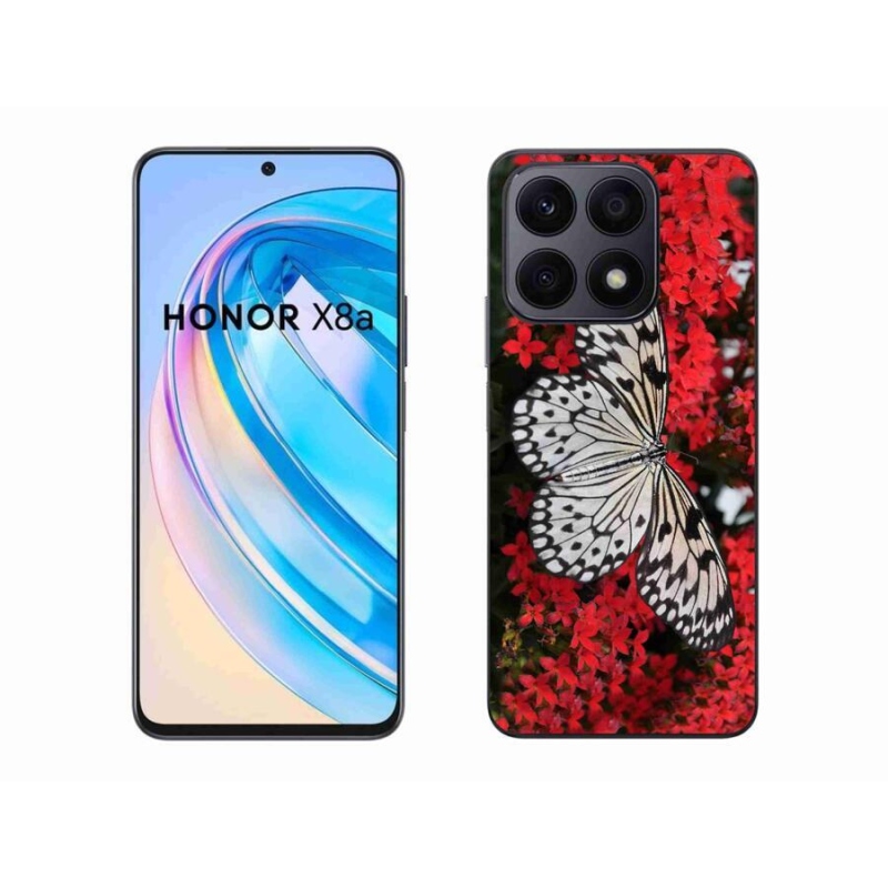 Gelový kryt mmCase na mobil Honor X8a - černobílý motýl 1