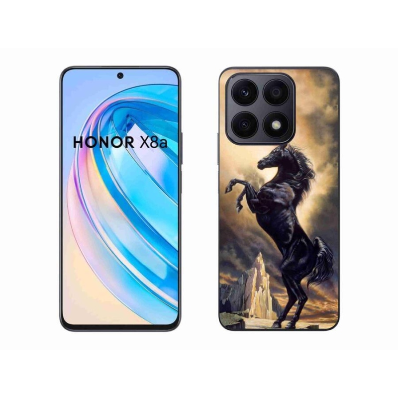 Gelový kryt mmCase na mobil Honor X8a - černý kreslený kůň