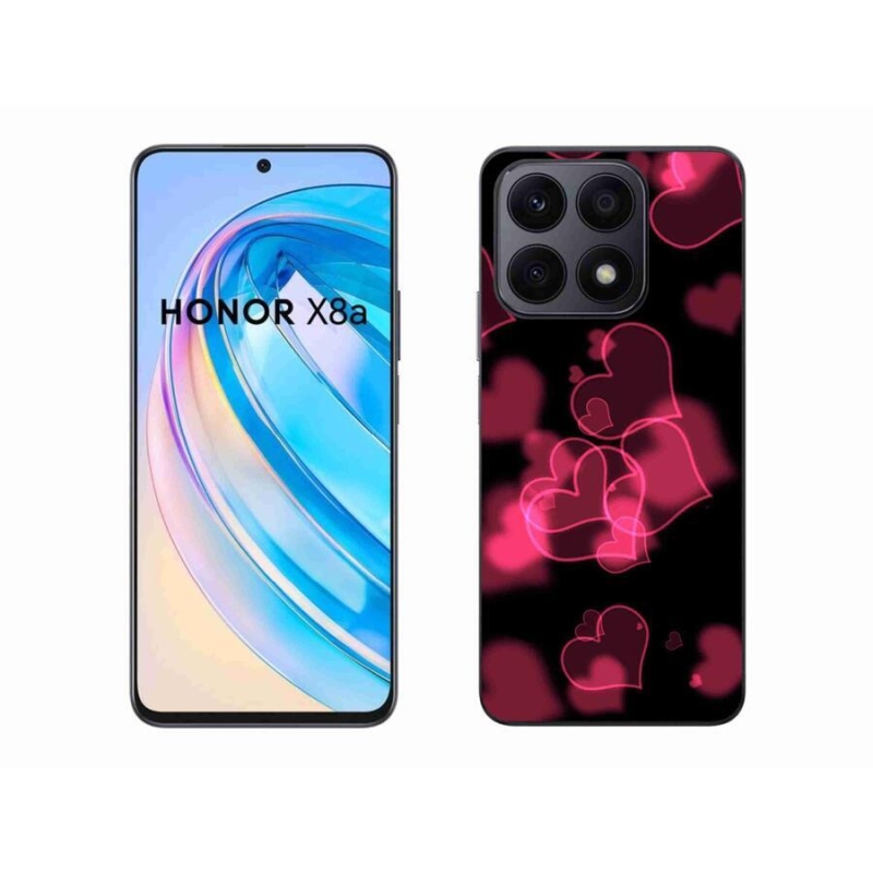 Gelový kryt mmCase na mobil Honor X8a - červená srdíčka