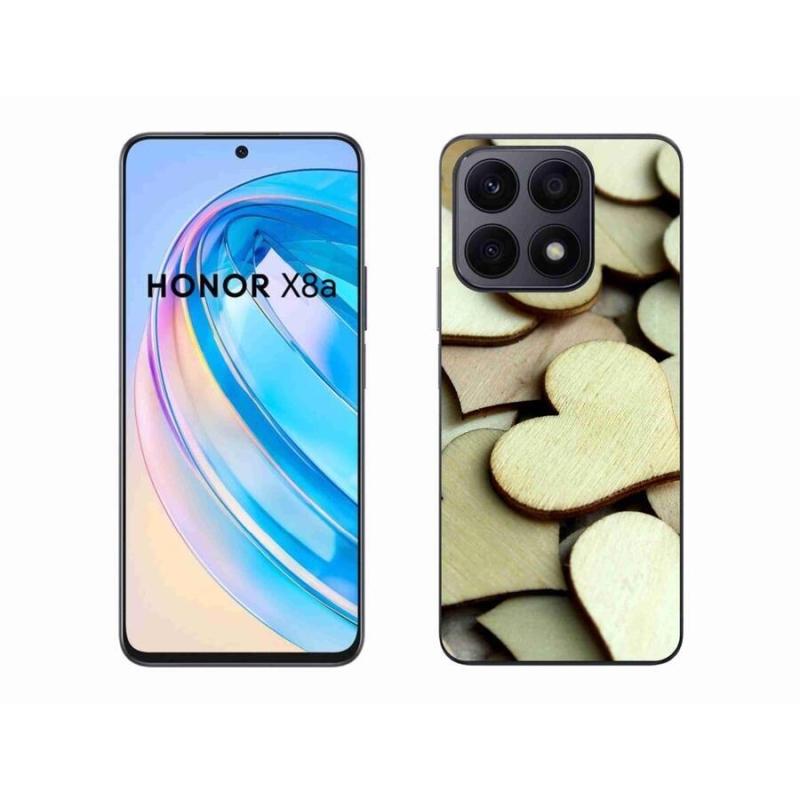 Gelový kryt mmCase na mobil Honor X8a - dřevěná srdíčka
