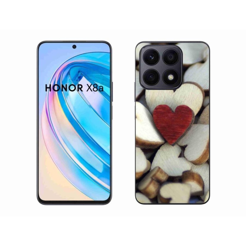 Gelový kryt mmCase na mobil Honor X8a - gravírované červené srdce