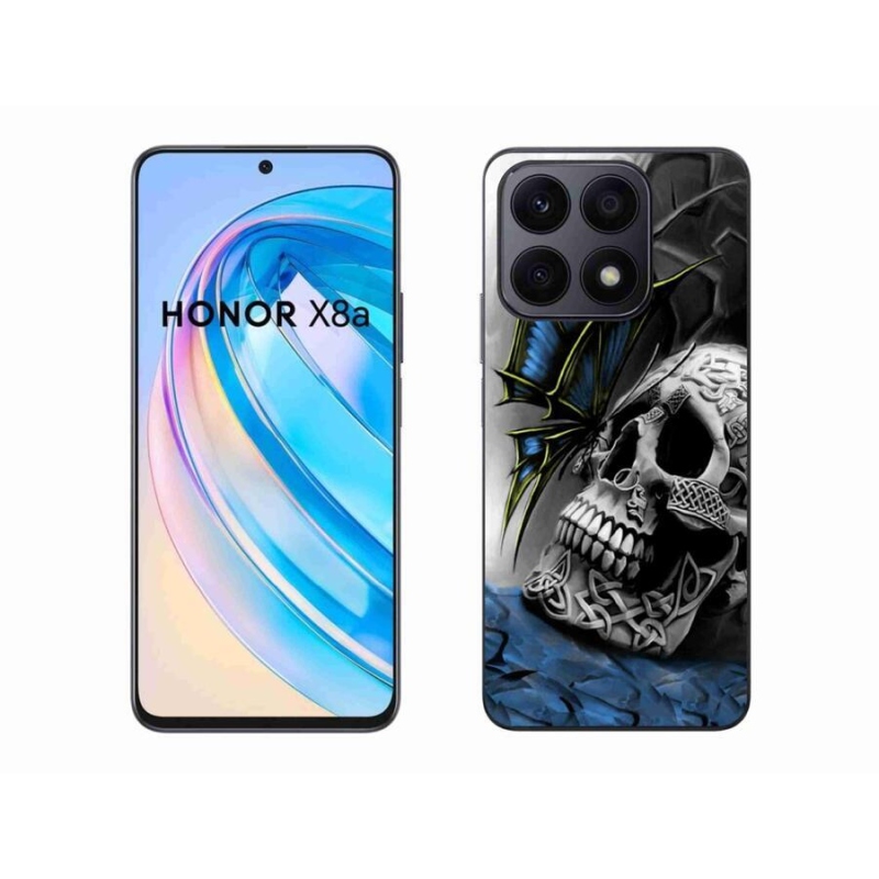 Gelový kryt mmCase na mobil Honor X8a - motýl a lebka