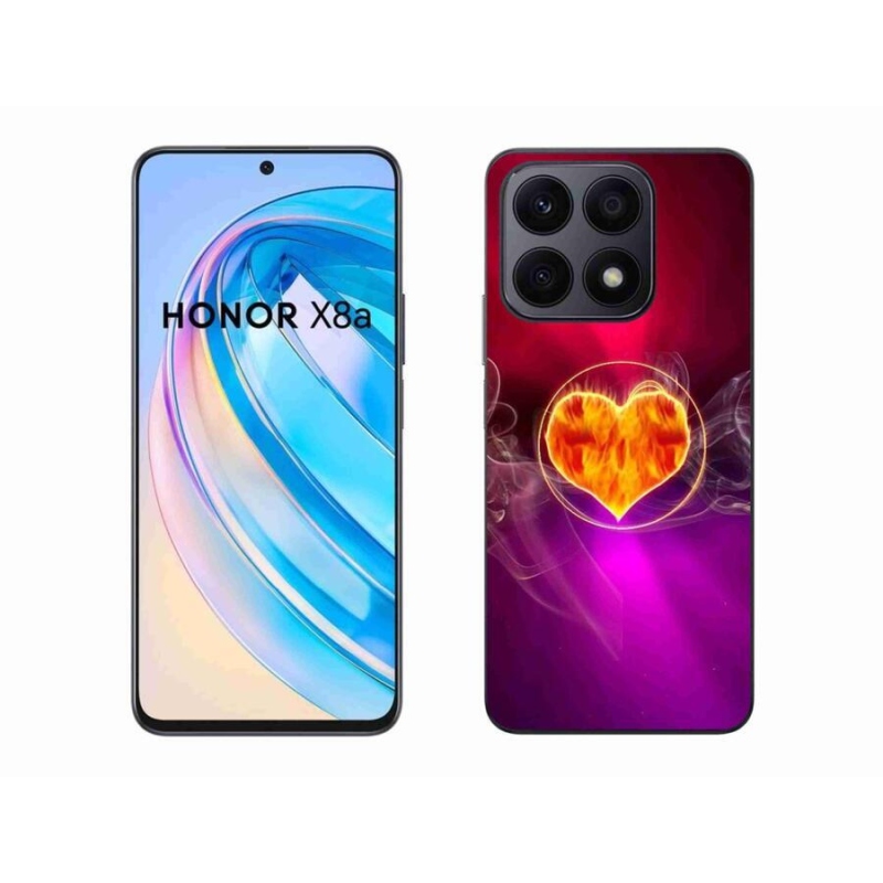 Gelový kryt mmCase na mobil Honor X8a - ohnivé srdce