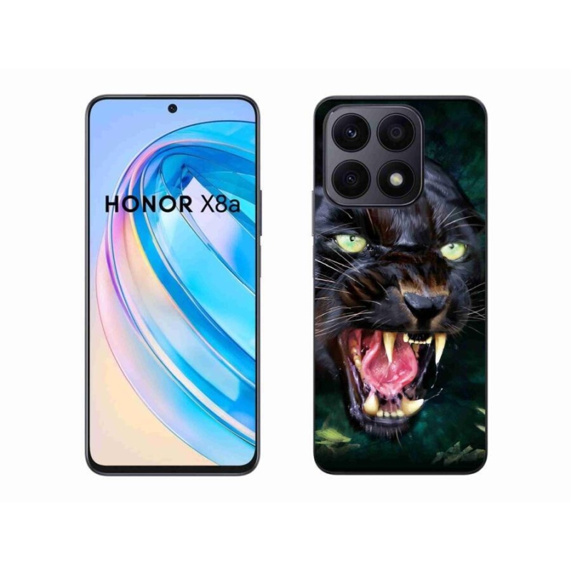 Gelový kryt mmCase na mobil Honor X8a - rozzuřený černý panter