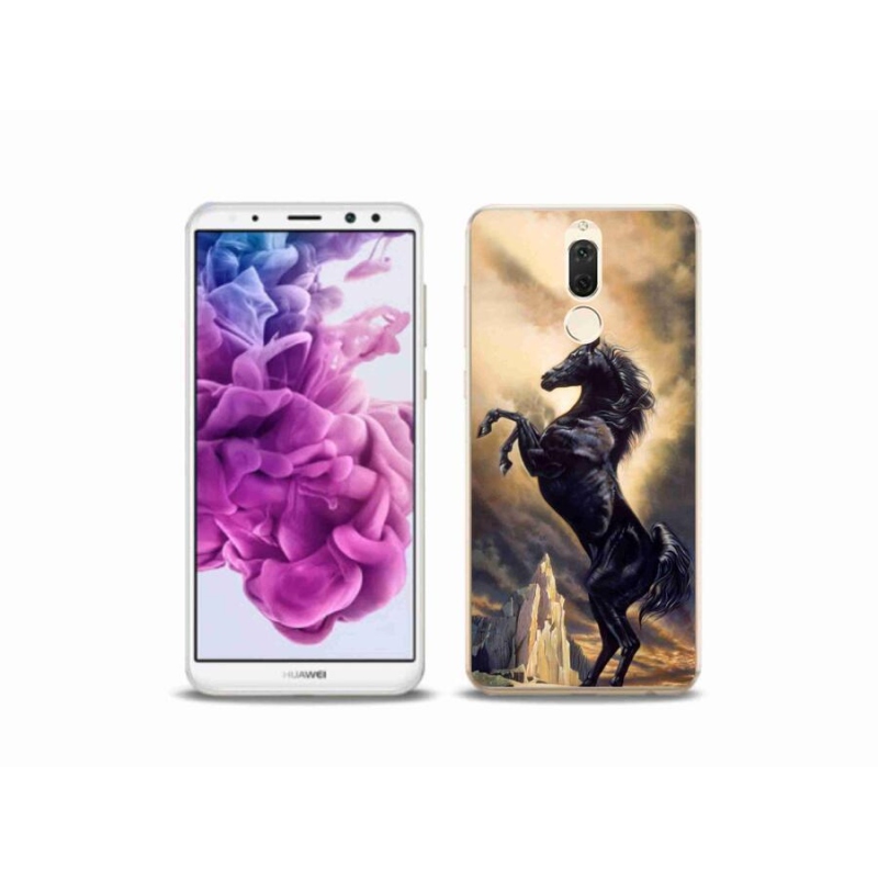 Gelový kryt mmCase na mobil Huawei Mate 10 Lite - černý kreslený kůň