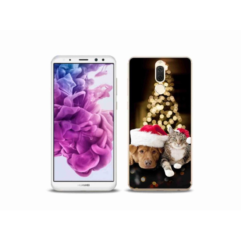 Gelový kryt mmCase na mobil Huawei Mate 10 Lite - vánoční pes a kočka