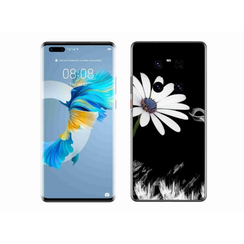 Gelový kryt mmCase na mobil Huawei Mate 40 Pro - bílá květina