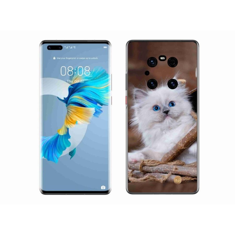 Gelový kryt mmCase na mobil Huawei Mate 40 Pro - bílé kotě