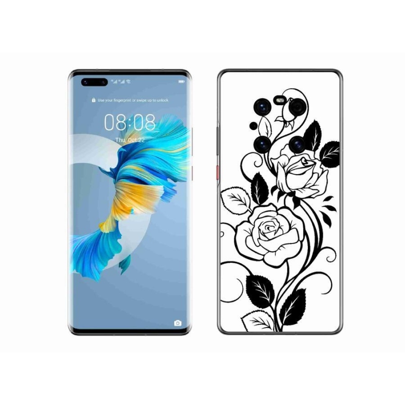 Gelový kryt mmCase na mobil Huawei Mate 40 Pro - černobílá růže