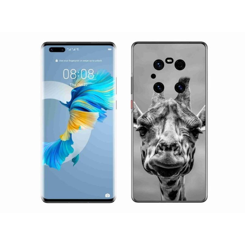 Gelový kryt mmCase na mobil Huawei Mate 40 Pro - černobílá žirafa