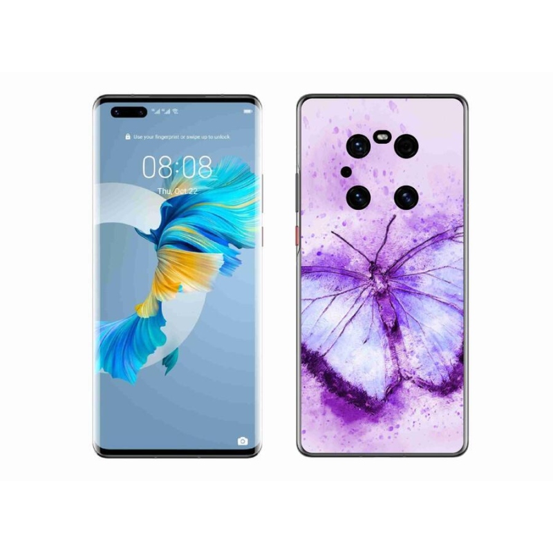 Gelový kryt mmCase na mobil Huawei Mate 40 Pro - fialový motýl