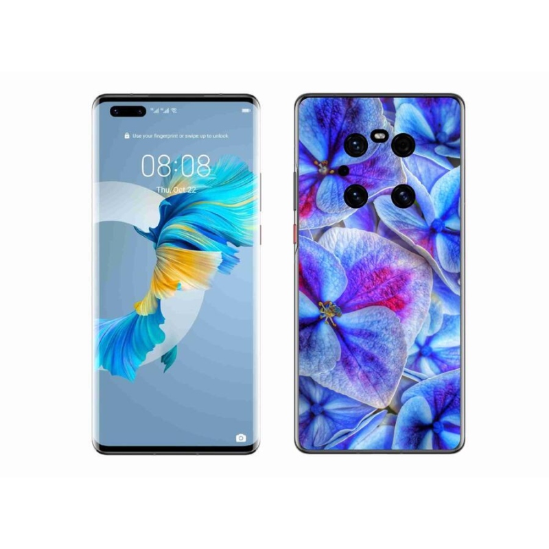 Gelový kryt mmCase na mobil Huawei Mate 40 Pro - modré květy 1