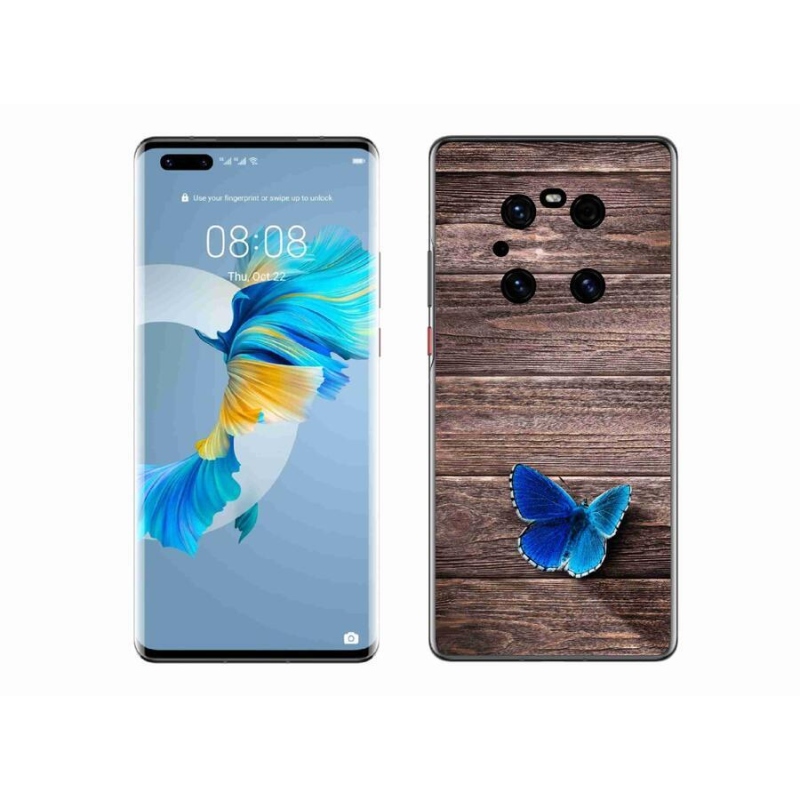 Gelový kryt mmCase na mobil Huawei Mate 40 Pro - modrý motýl 1