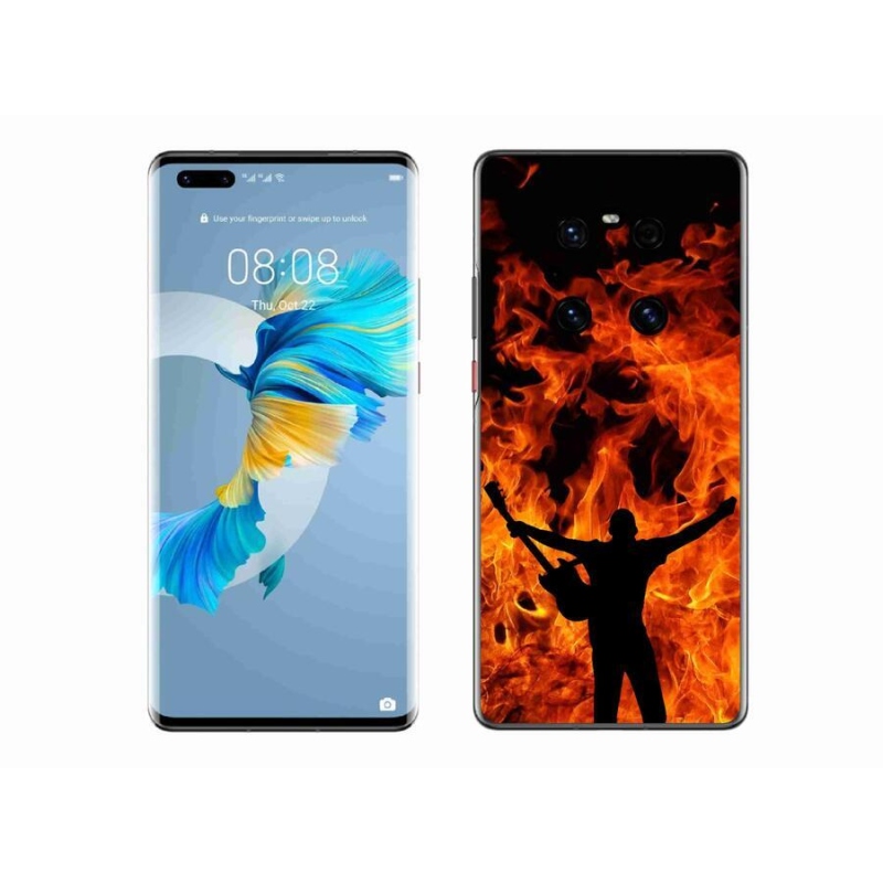Gelový kryt mmCase na mobil Huawei Mate 40 Pro - muzikant a oheň