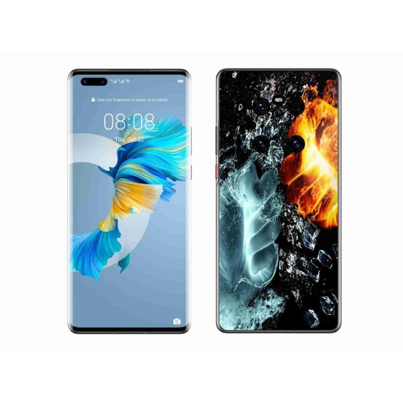 Gelový kryt mmCase na mobil Huawei Mate 40 Pro - voda a oheň