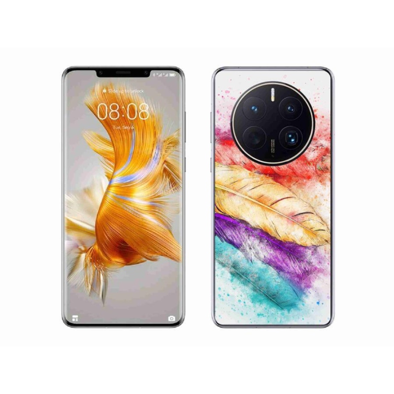 Gelový kryt mmCase na mobil Huawei Mate 50 Pro - barevné peří
