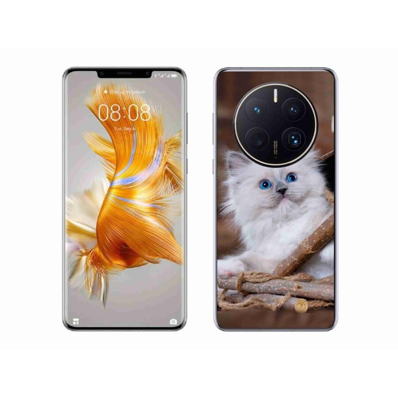 Gelový kryt mmCase na mobil Huawei Mate 50 Pro - bílé kotě