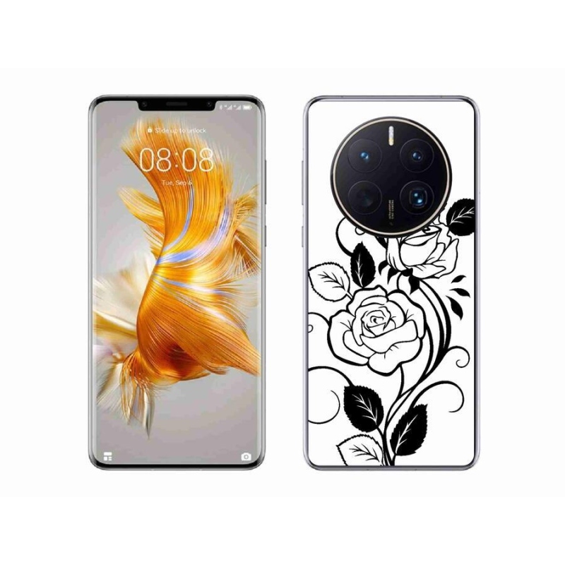 Gelový kryt mmCase na mobil Huawei Mate 50 Pro - černobílá růže