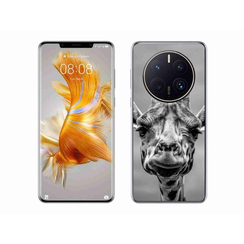 Gelový kryt mmCase na mobil Huawei Mate 50 Pro - černobílá žirafa