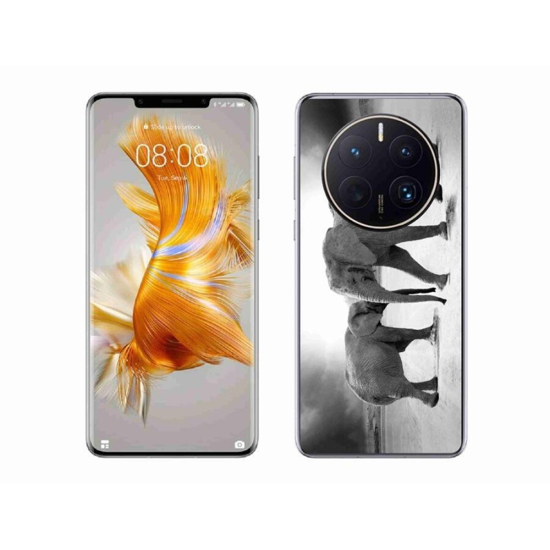 Gelový kryt mmCase na mobil Huawei Mate 50 Pro - černobílí sloni