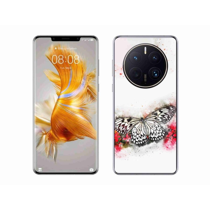 Gelový kryt mmCase na mobil Huawei Mate 50 Pro - černobílý motýl