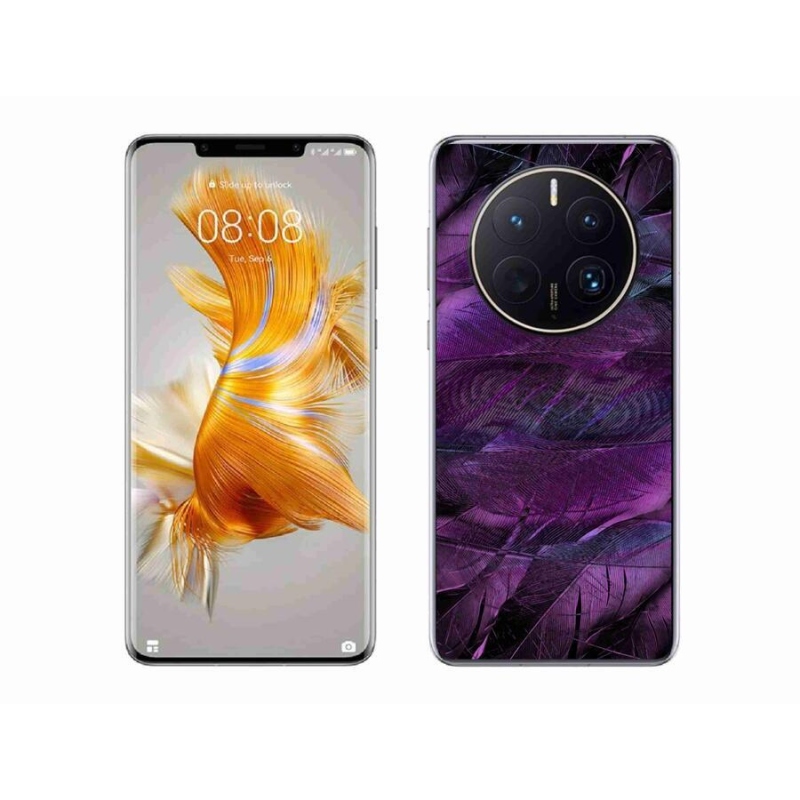 Gelový kryt mmCase na mobil Huawei Mate 50 Pro - fialová pírka