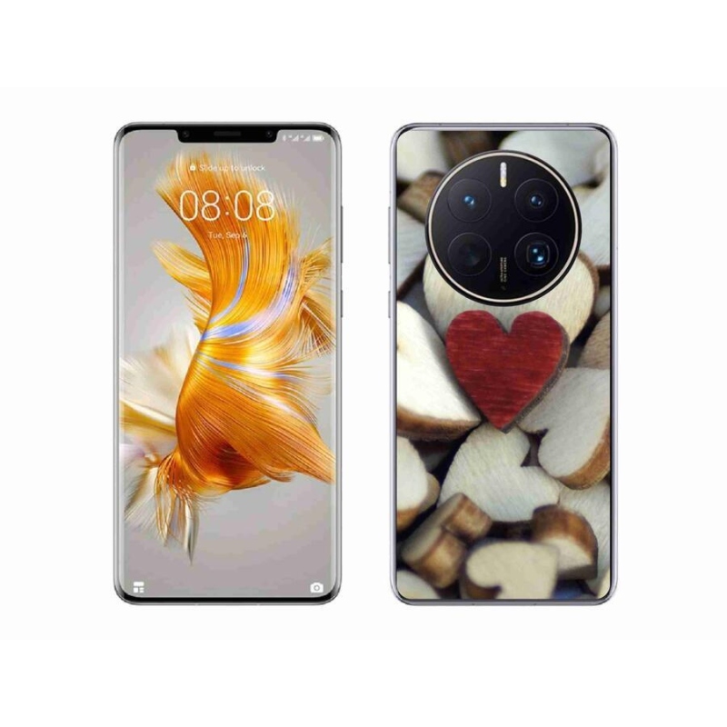 Gelový kryt mmCase na mobil Huawei Mate 50 Pro - gravírované červené srdce