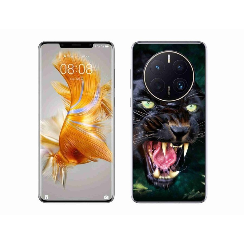 Gelový kryt mmCase na mobil Huawei Mate 50 Pro - rozzuřený černý panter